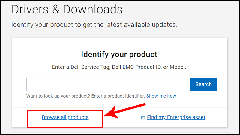 Chọn Browse all products để tra cứu thủ c&ocirc;ng